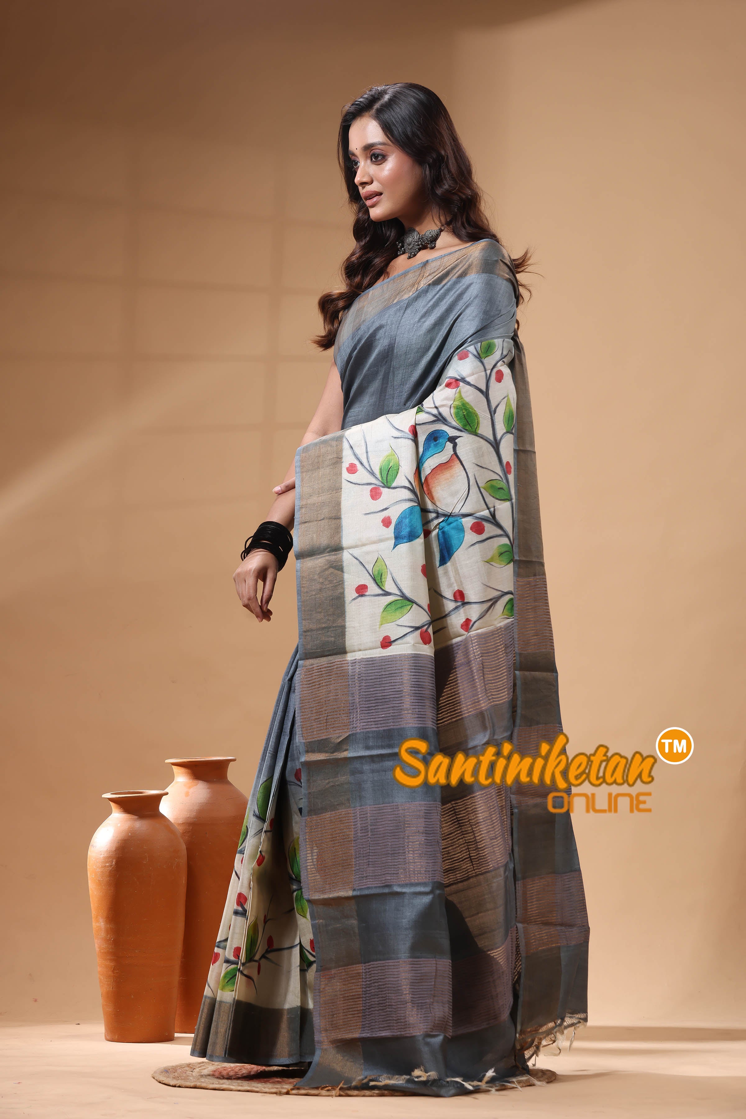 Pure Zari Tussar Hand Painted Saree SN2630119