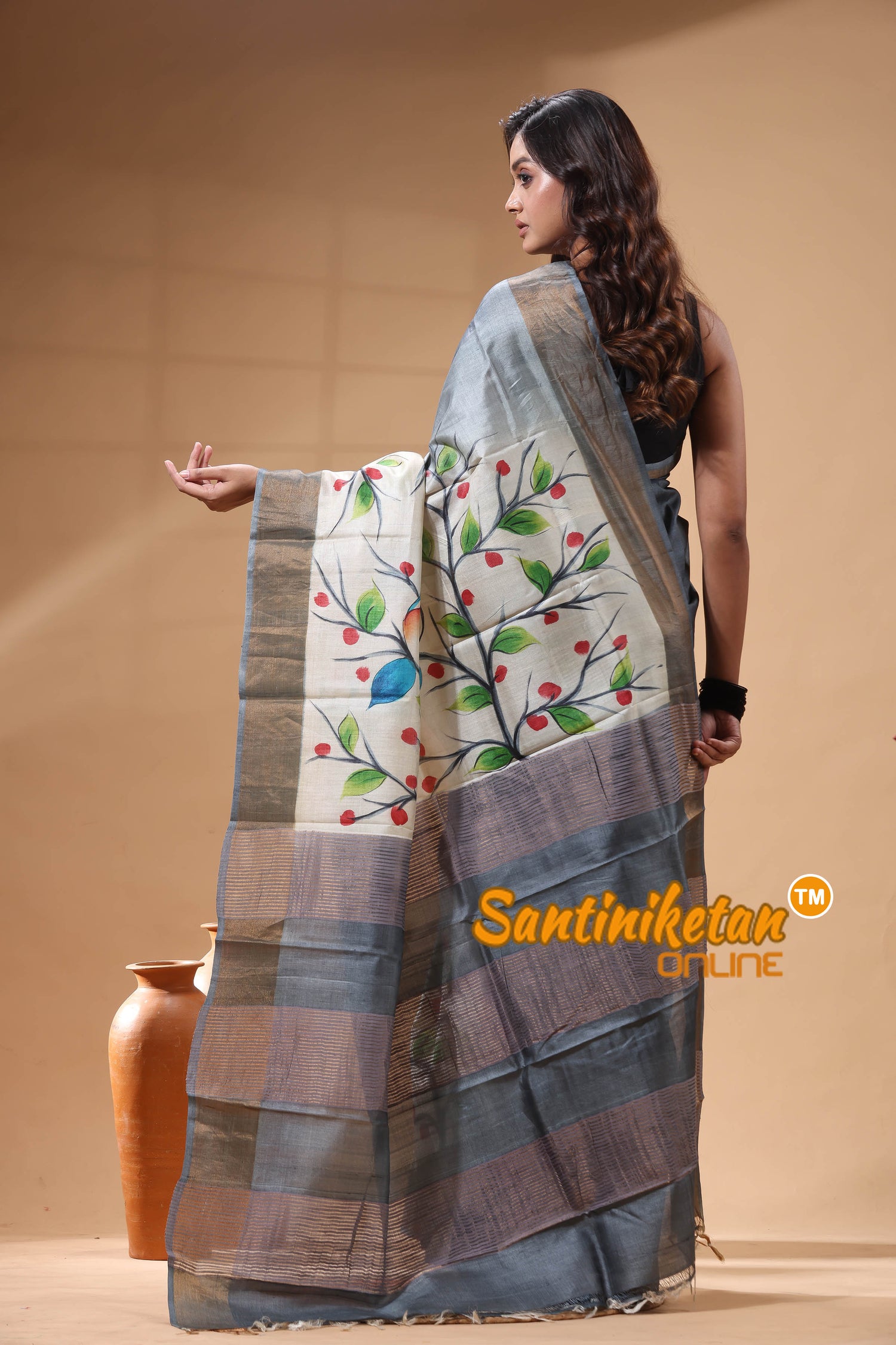 Pure Zari Tussar Hand Painted Saree SN2630119