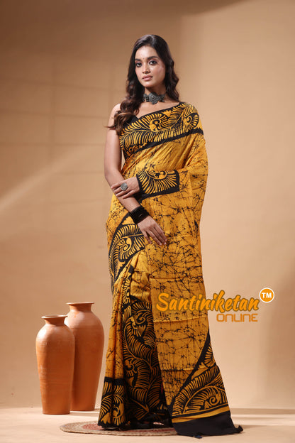 Hand Batik On Murshidabad Silk Saree SN2630155