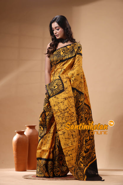 Hand Batik On Murshidabad Silk Saree SN2630155