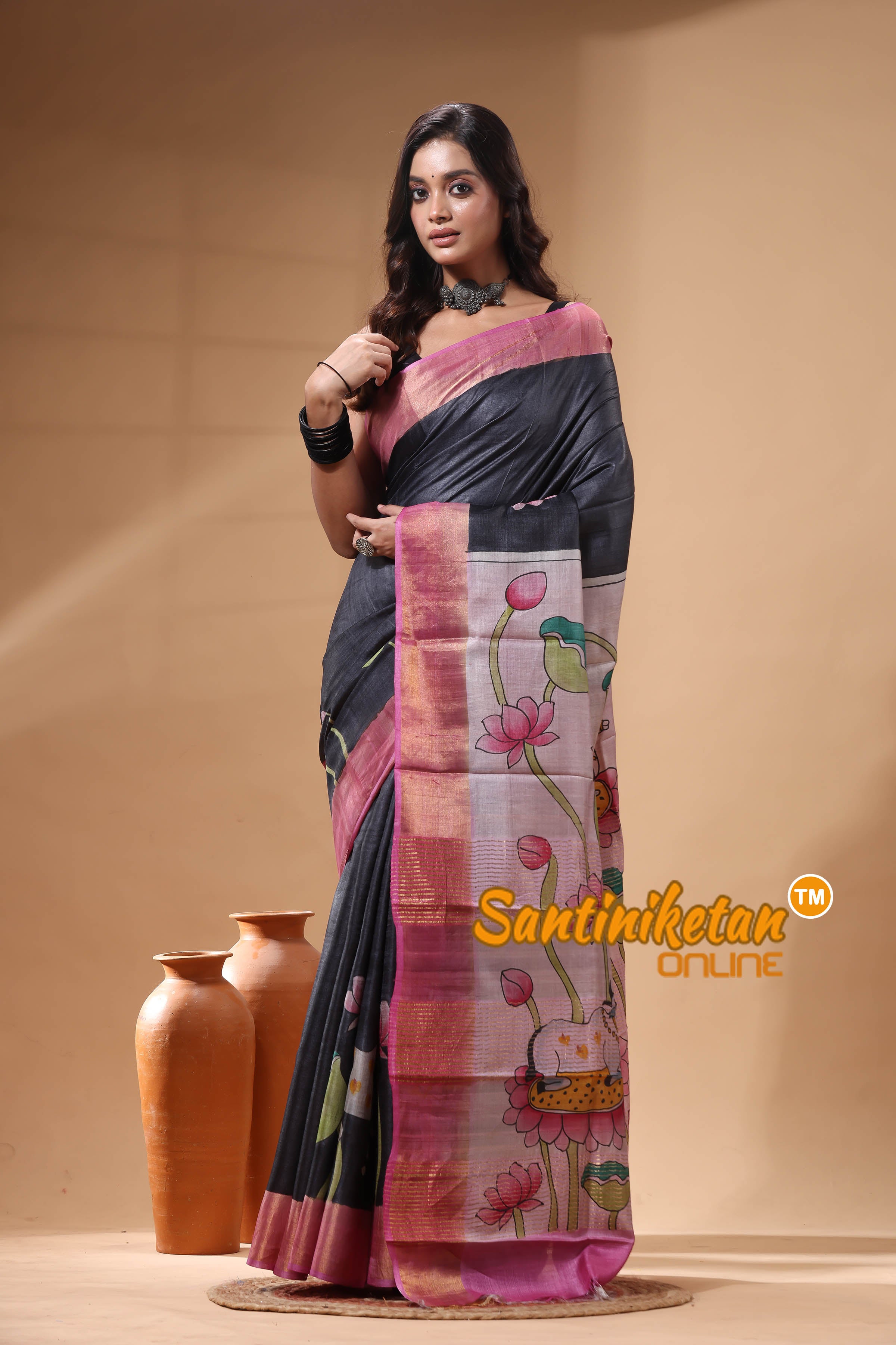 Pure Zari Tussar Hand Painted Saree SN2630173