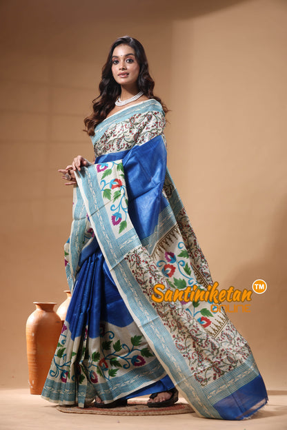 Pure Tussar Block Painted And Hand Painted Saree SN2630185