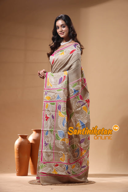 Hand Batik On Murshidabad Silk Saree SN2630191