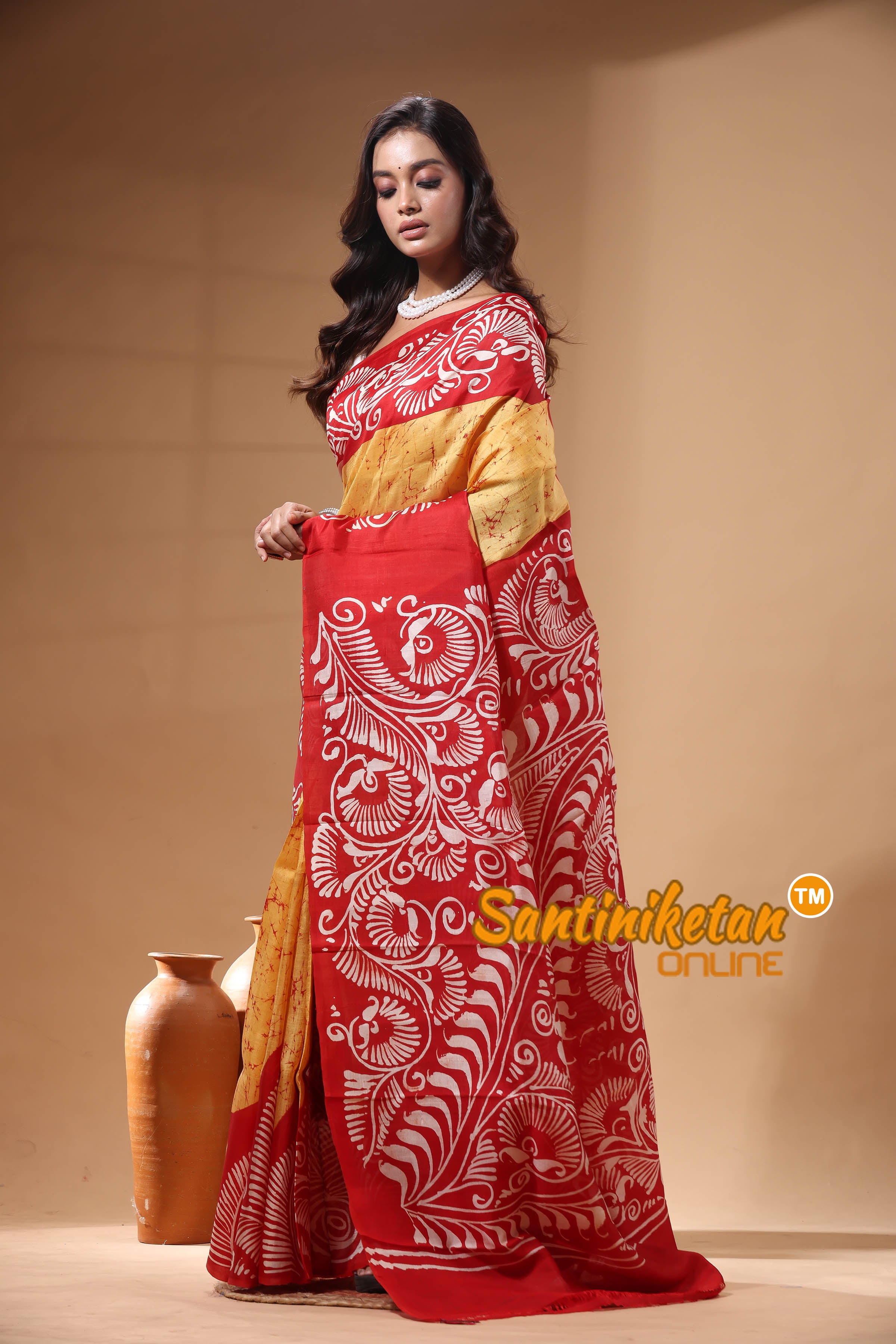 Hand Batik On Murshidabad Silk Saree SN2630227