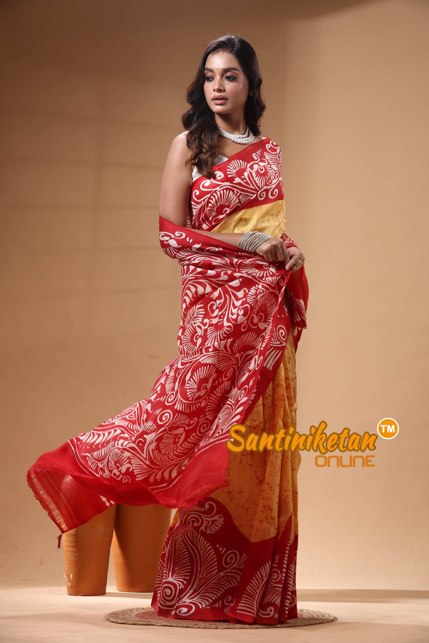 Hand Batik On Murshidabad Silk Saree SN2630227