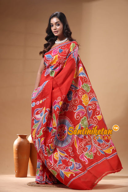 Hand Batik On Murshidabad Silk Saree SN2630239