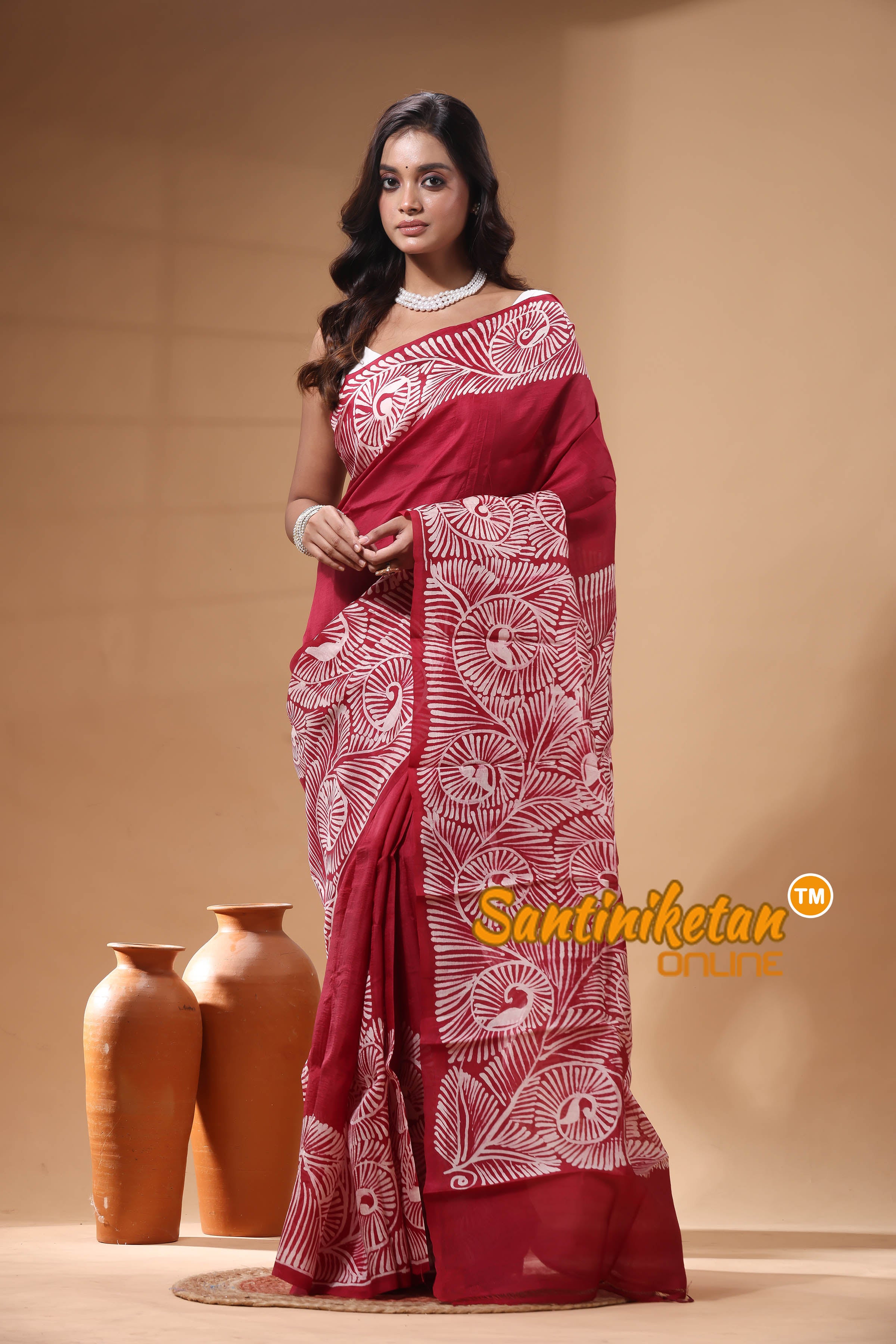 Hand Batik On Murshidabad Silk Saree SN2630257