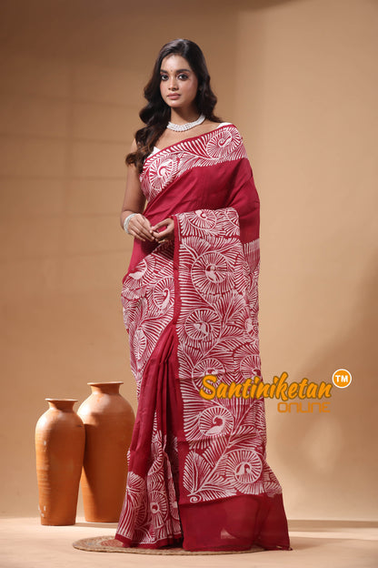 Hand Batik On Murshidabad Silk Saree SN2630257