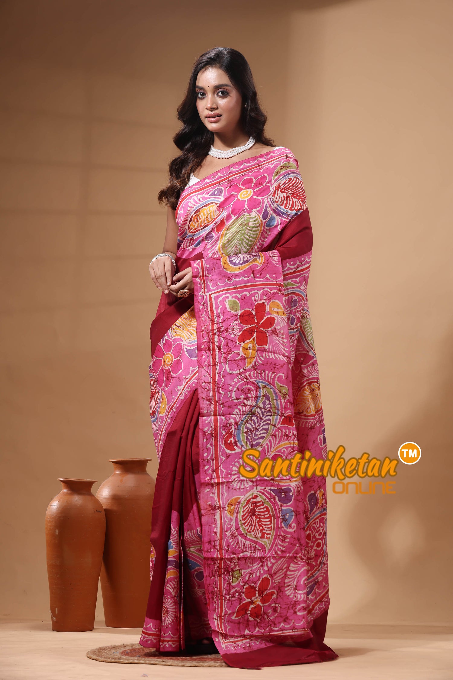 Hand Batik On Murshidabad Silk Saree SN2630275
