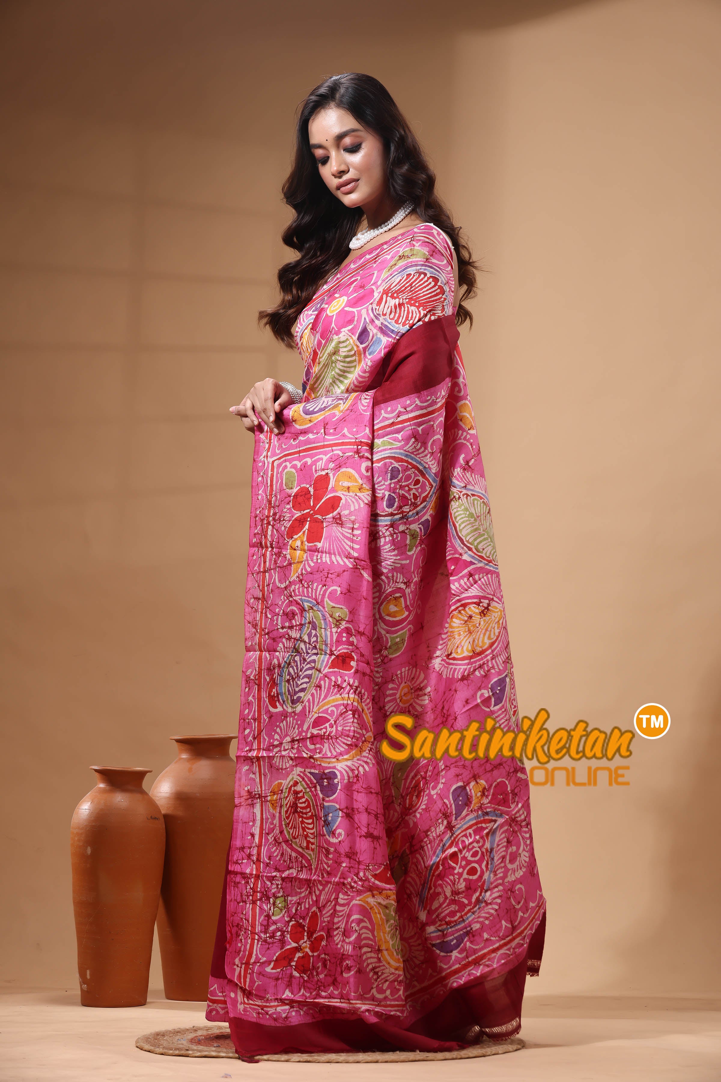 Hand Batik On Murshidabad Silk Saree SN2630275