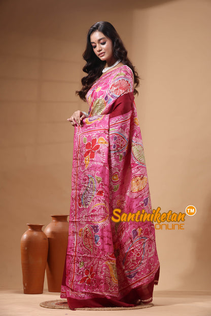 Hand Batik On Murshidabad Silk Saree SN2630275