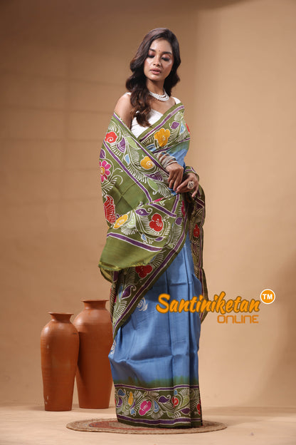 Hand Batik On Murshidabad Silk Saree SN2630281