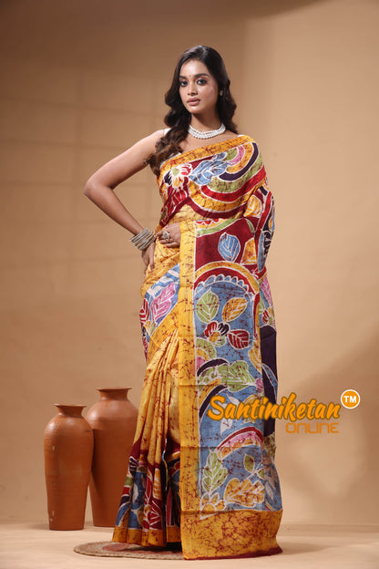 Hand Batik On Murshidabad Silk Saree SN2630317