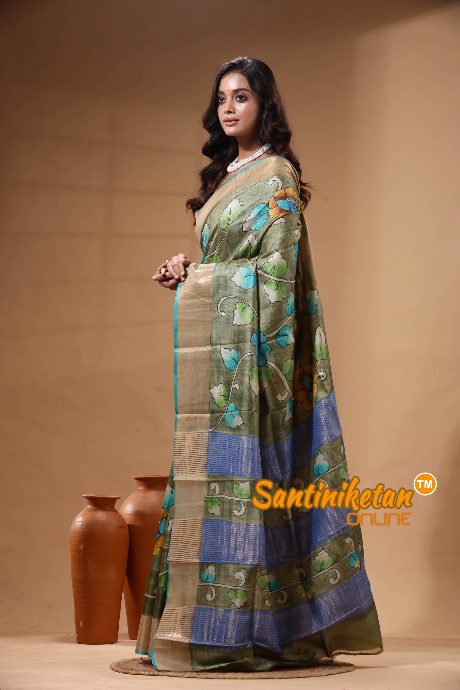 Pure Zari Tussar Hand Painted Saree SN2630371