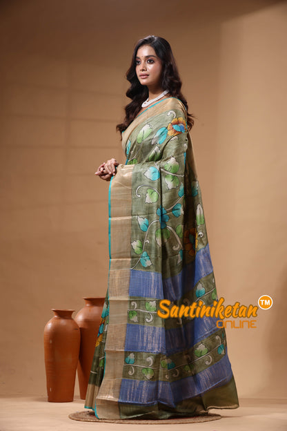 Pure Zari Tussar Hand Painted Saree SN2630371