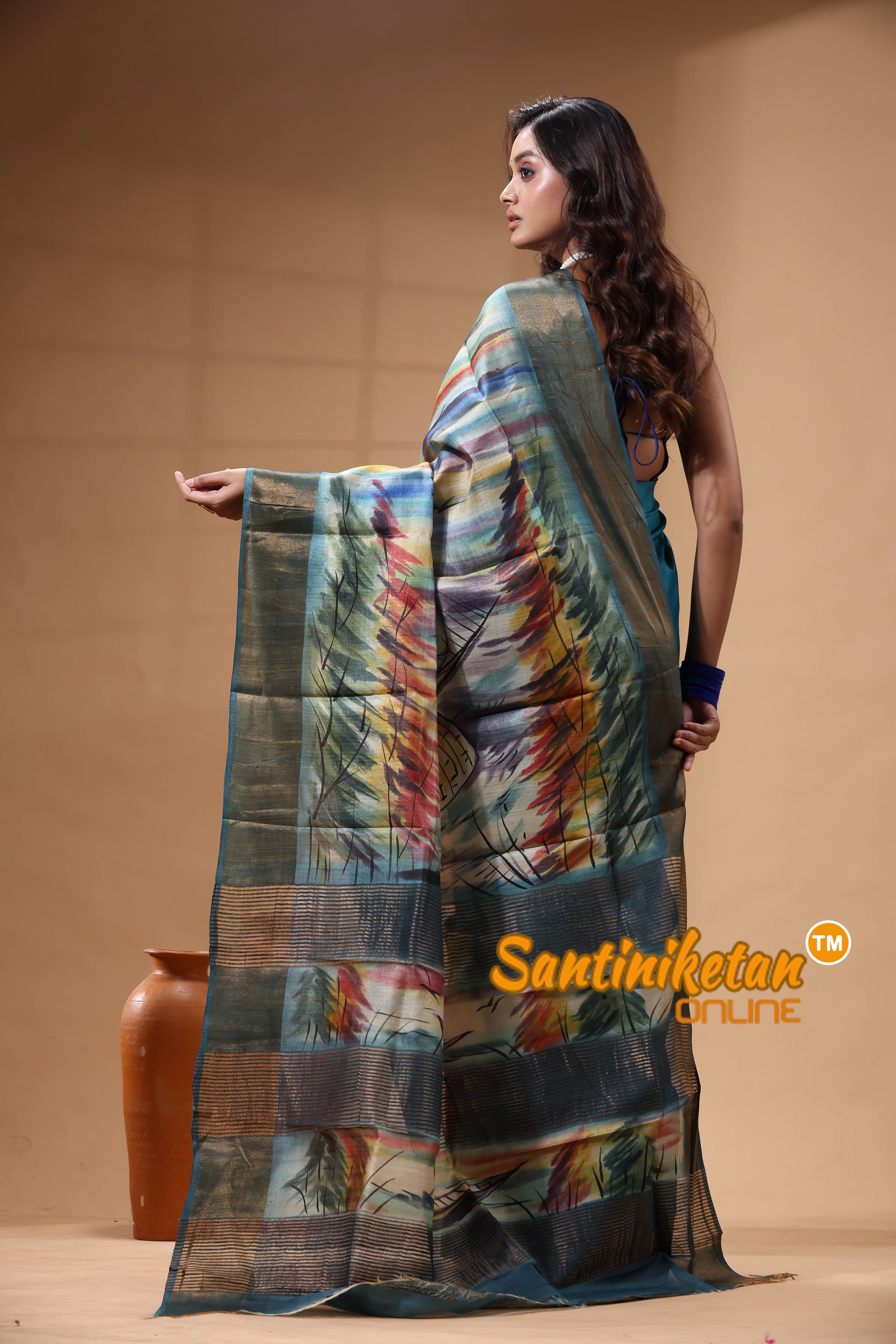 Pure Zari Tussar Hand Painted Saree SN2630389