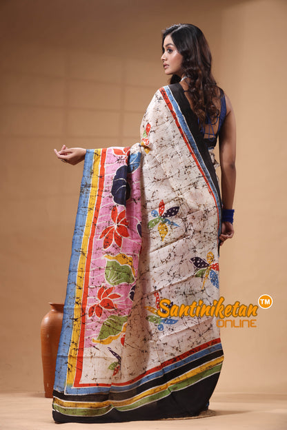 Hand Batik On Murshidabad Silk Saree SN2630442