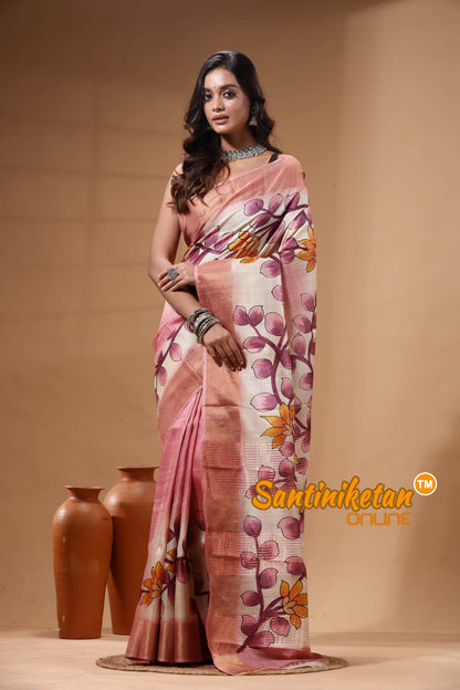 Pure Zari Tussar Hand Painted Saree SN2630503