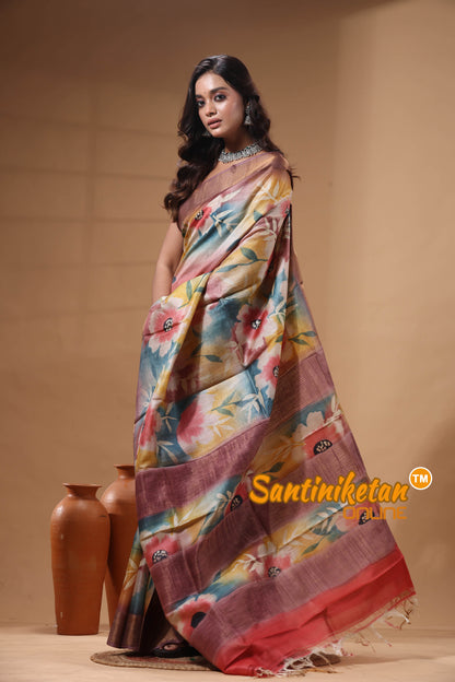 Pure Zari Tussar Hand Painted Saree SN2630521