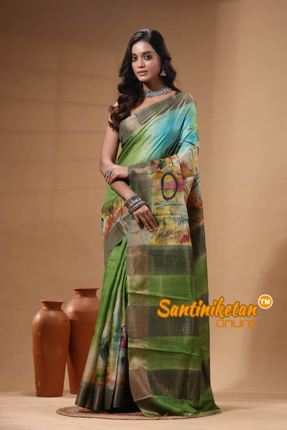 Pure Zari Tussar Hand Painted Saree SN2630533