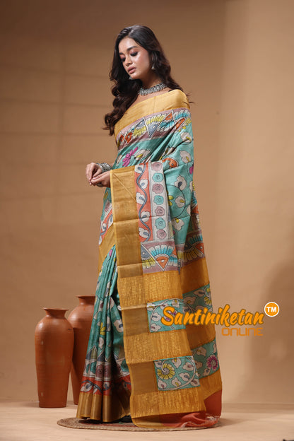 Pure Zari Tussar Hand Painted Saree SN2630546