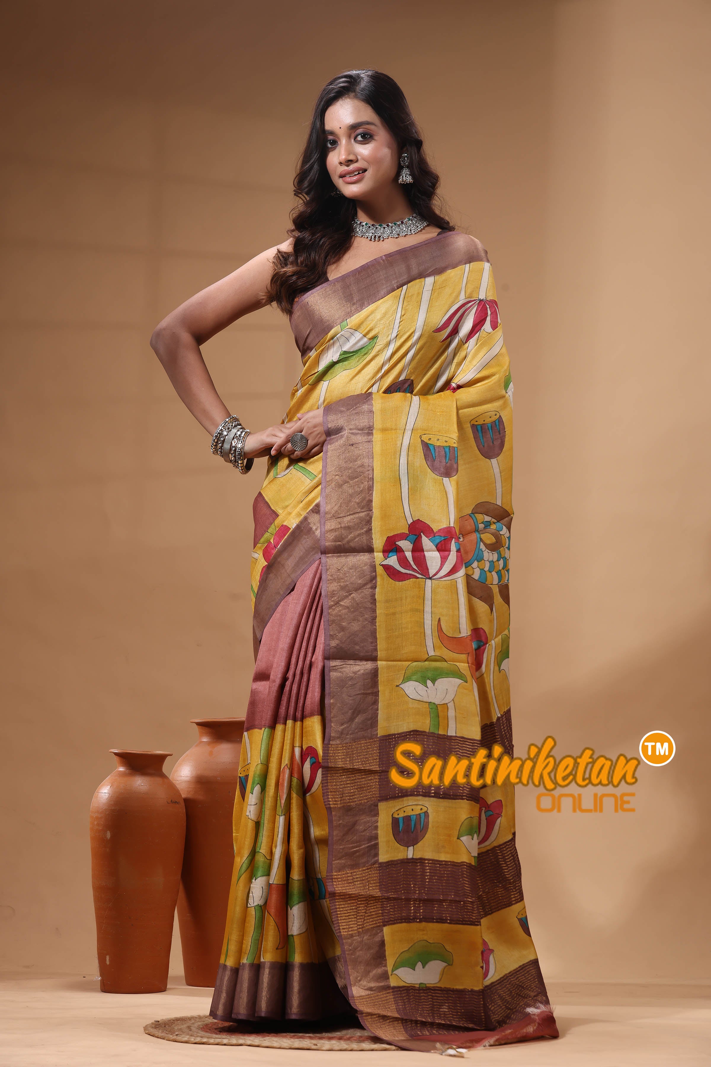 Pure Zari Tussar Hand Painted Saree SN2630558