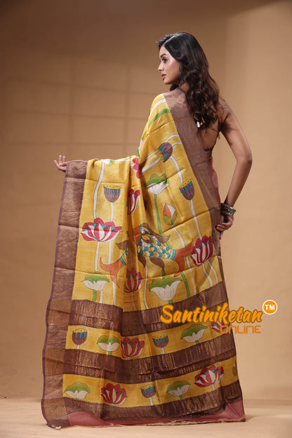 Pure Zari Tussar Hand Painted Saree SN2630558