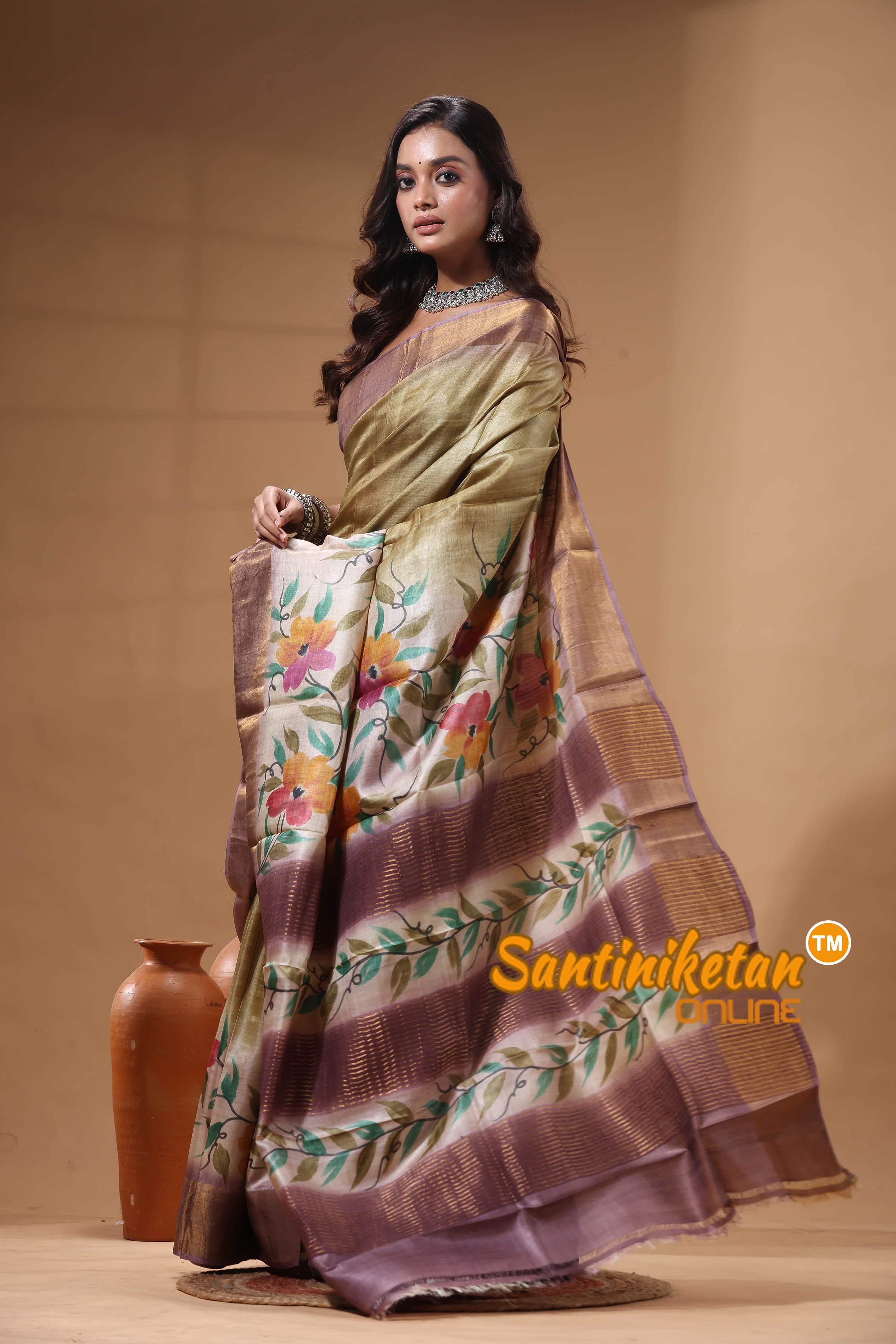 Pure Zari Tussar Hand Painted Saree SN2630576