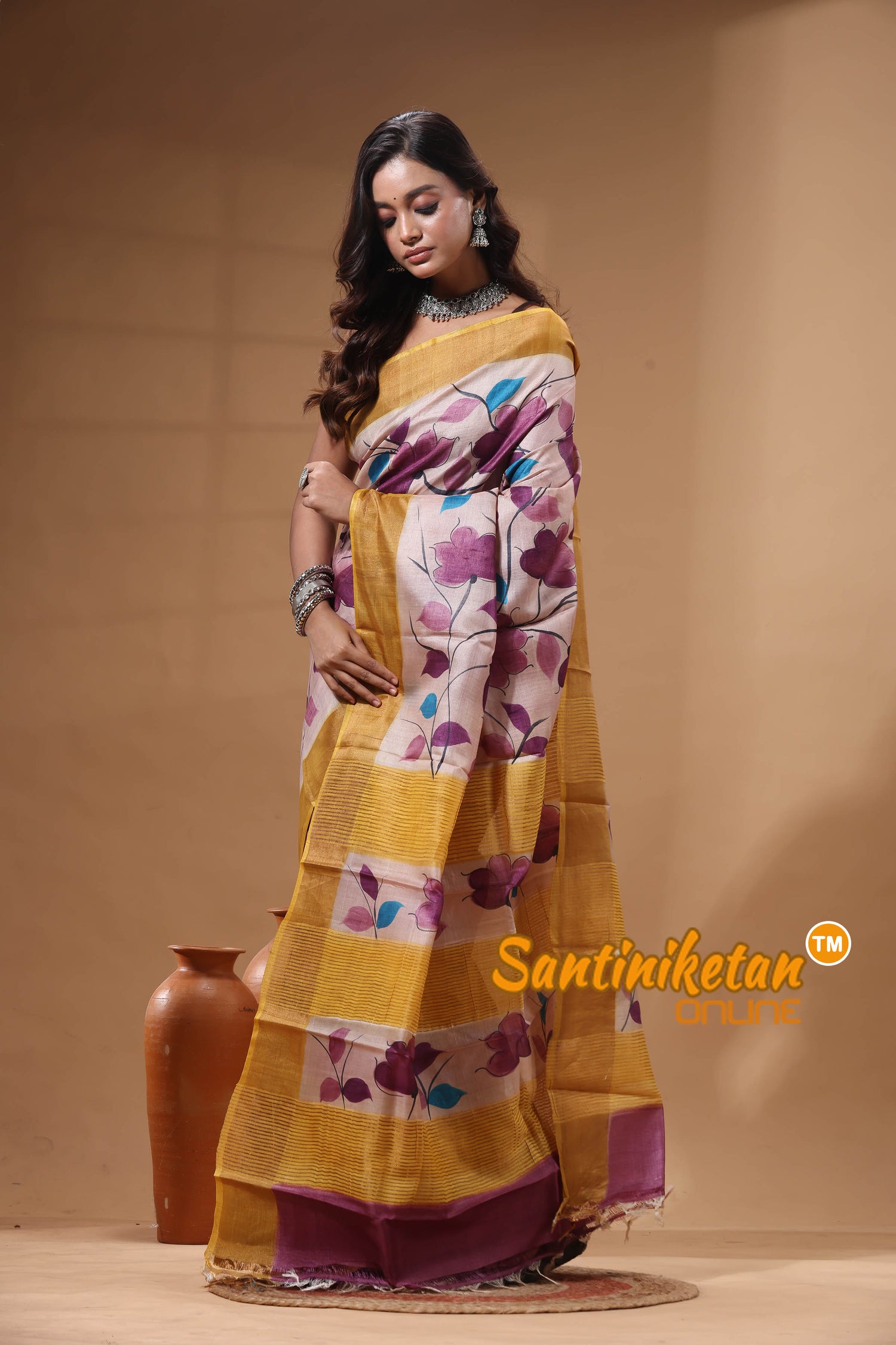 Pure Zari Tussar Hand Painted Saree SN2630582