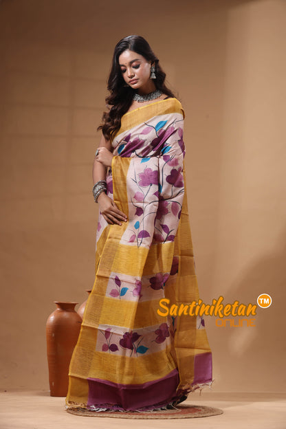Pure Zari Tussar Hand Painted Saree SN2630582