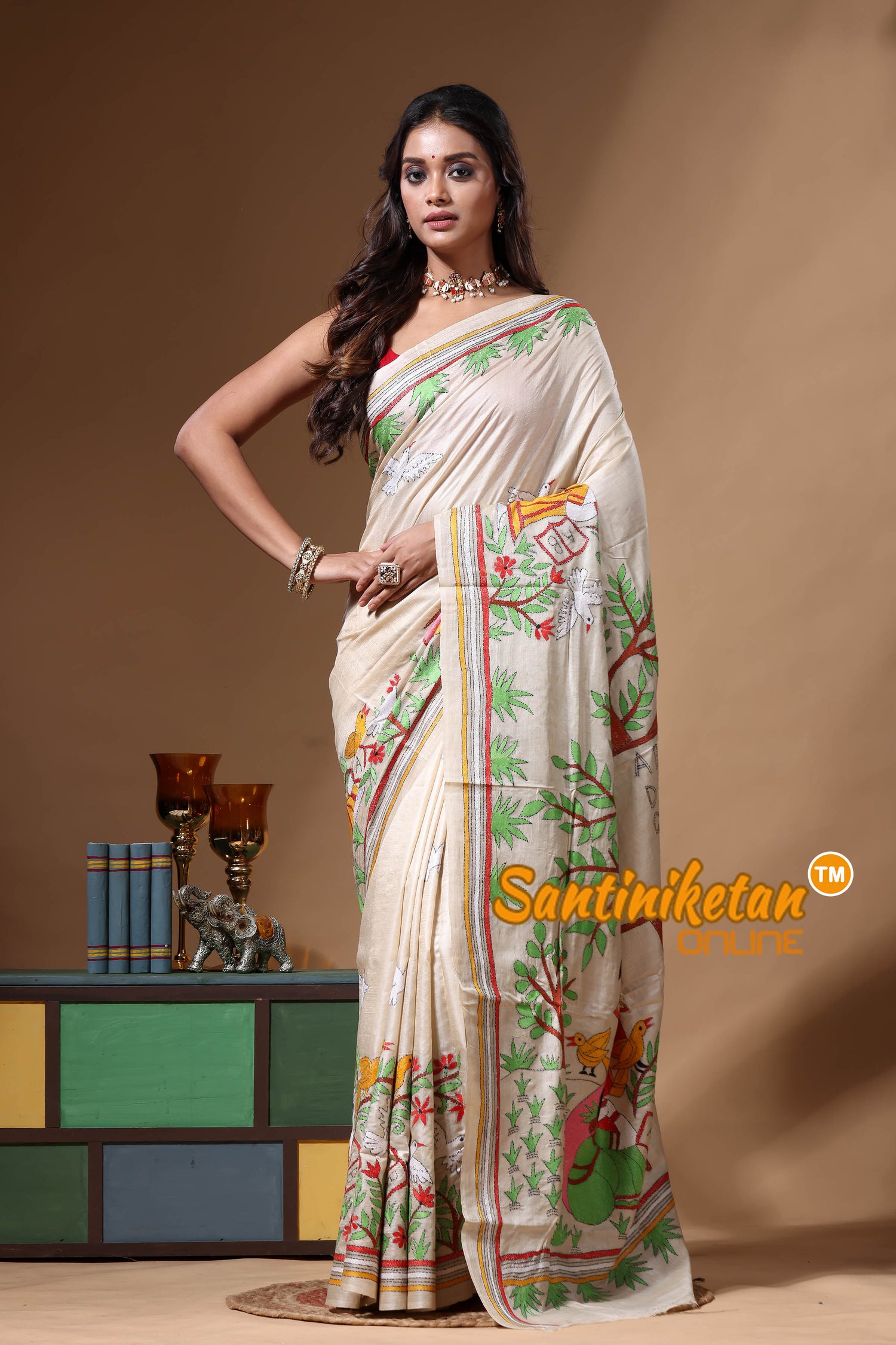 Pure Gachi Tussar Kantha Stitch Saree SN2630613