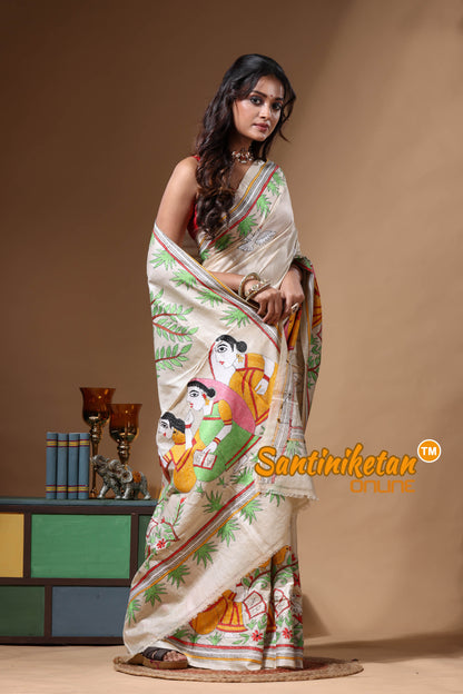Pure Gachi Tussar Kantha Stitch Saree SN2630613