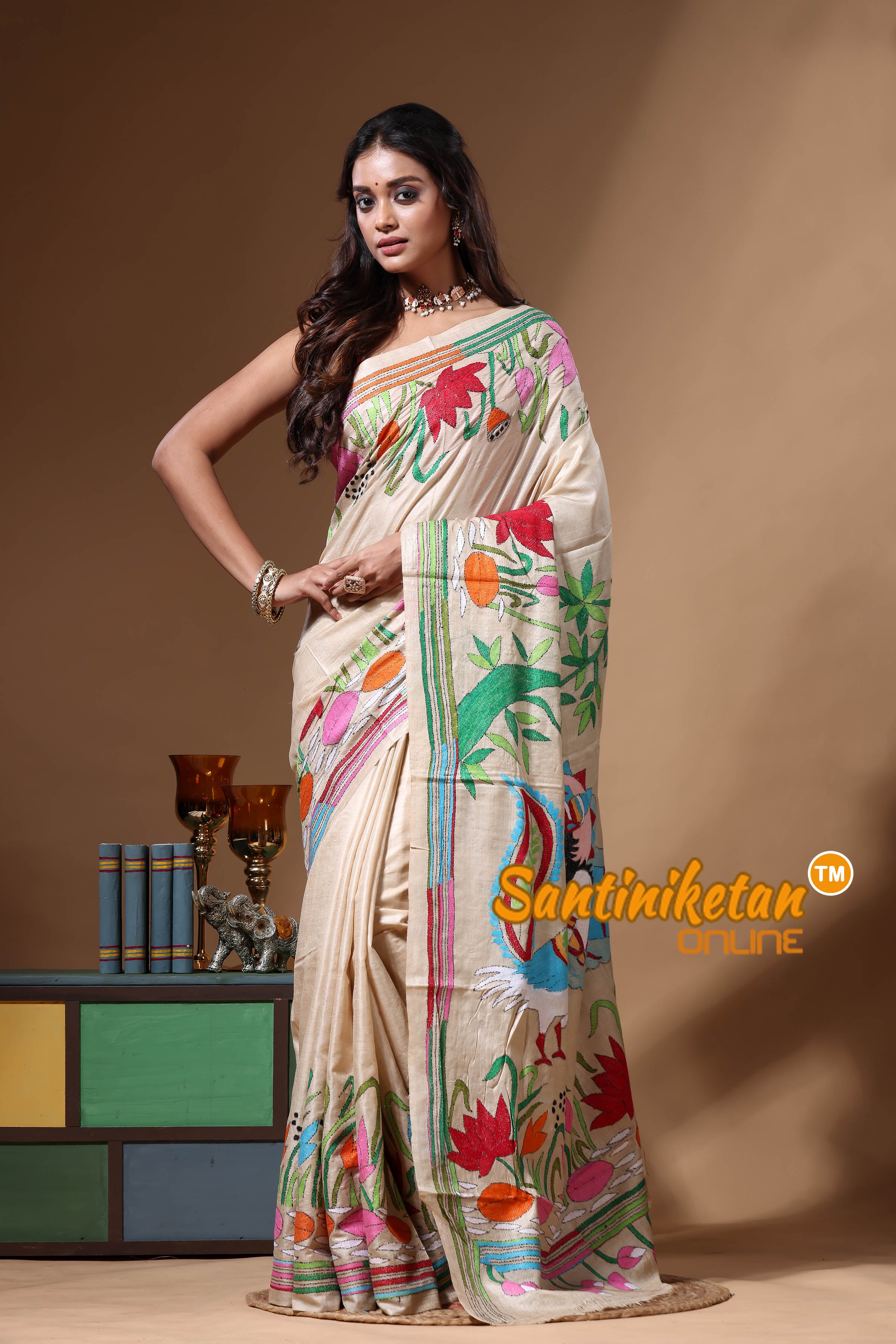 Pure Gachi Tussar Kantha Stitch Saree SN2630619
