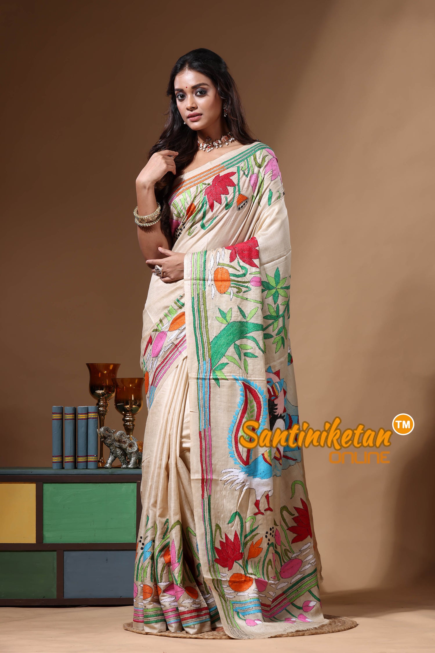 Pure Gachi Tussar Kantha Stitch Saree SN2630619