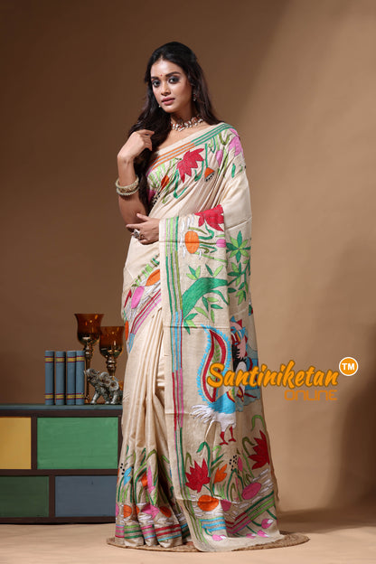 Pure Gachi Tussar Kantha Stitch Saree SN2630619