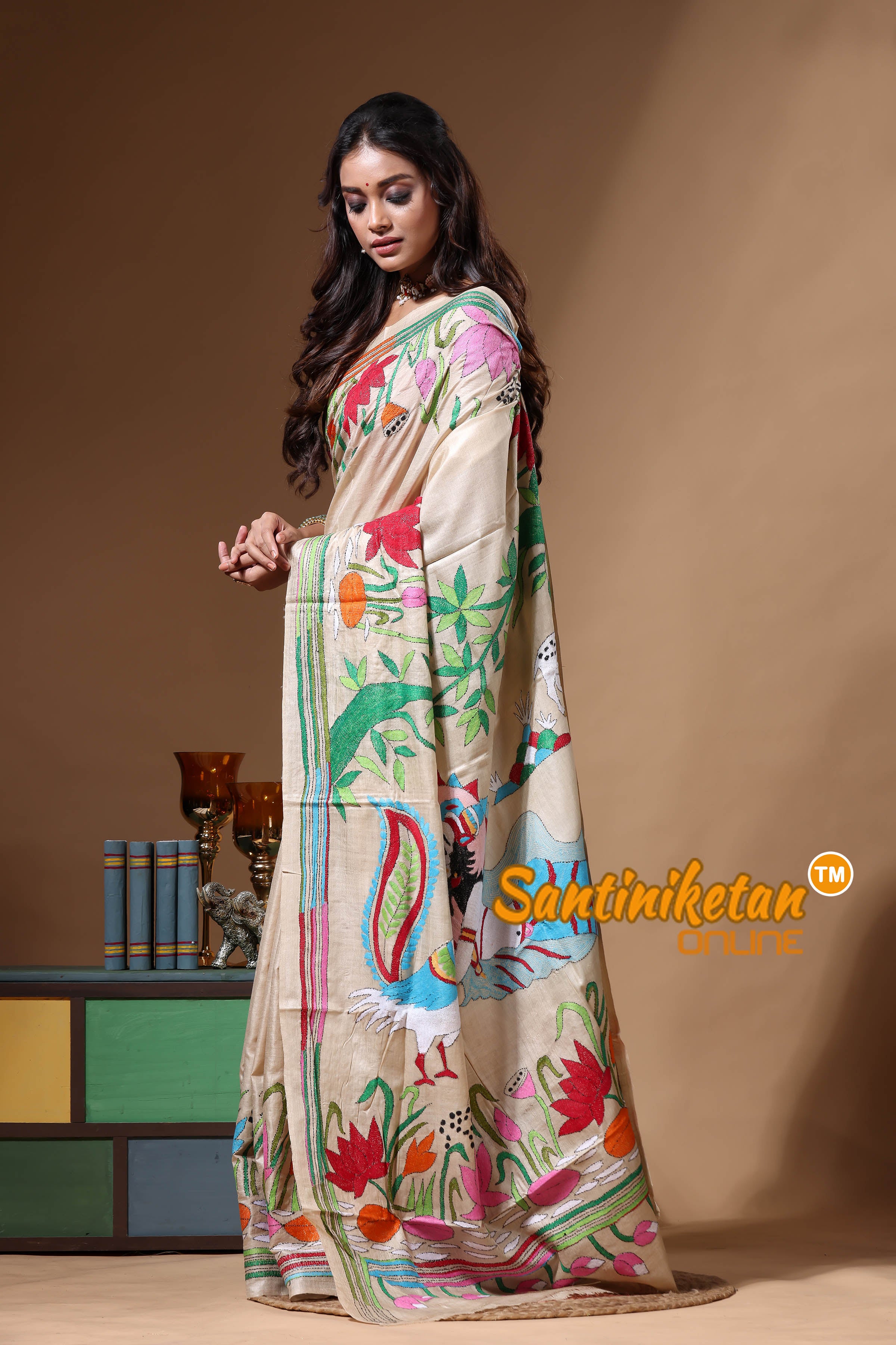 Pure Gachi Tussar Kantha Stitch Saree SN2630619