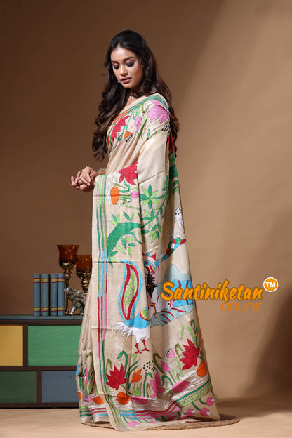Pure Gachi Tussar Kantha Stitch Saree SN2630619