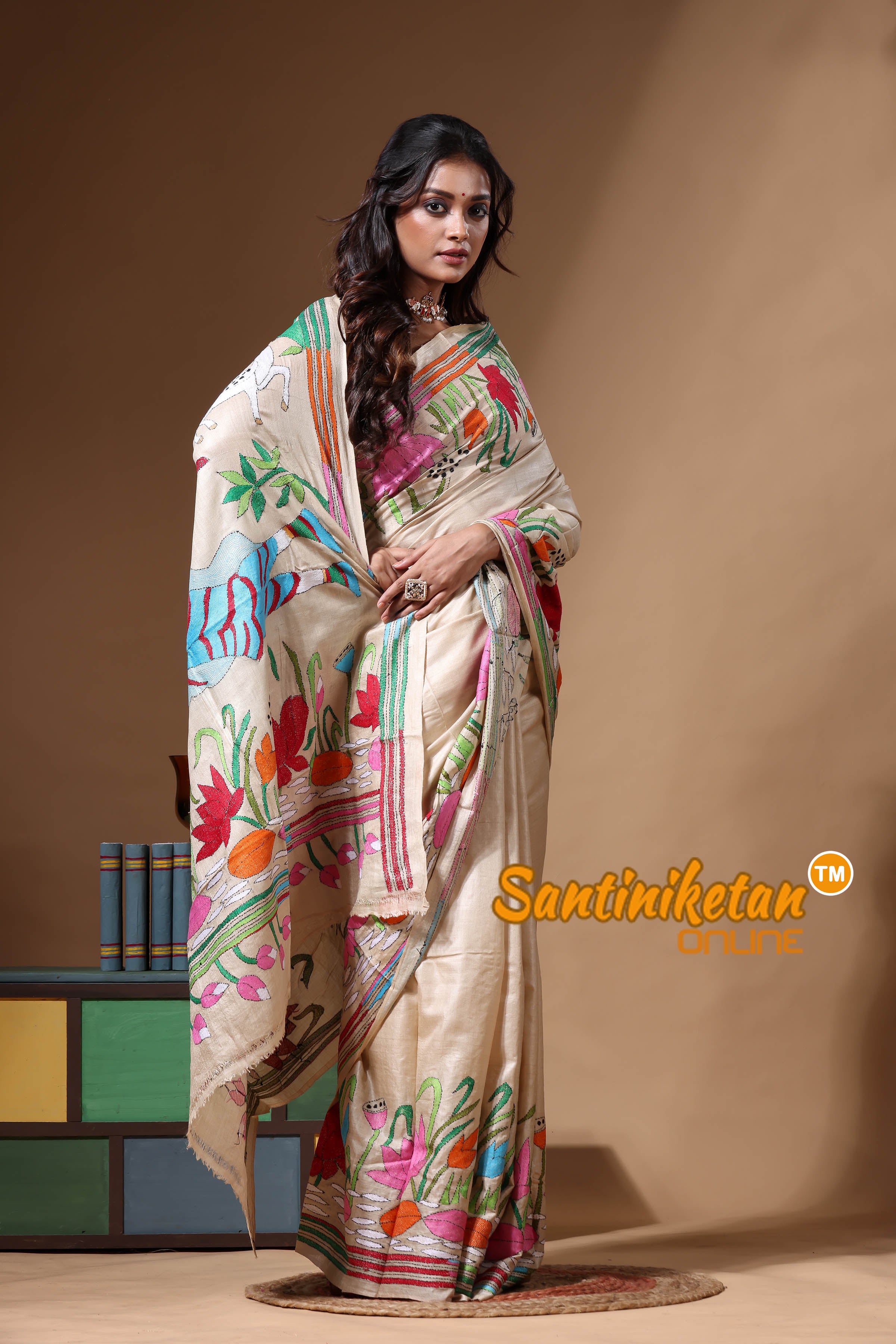Pure Gachi Tussar Kantha Stitch Saree SN2630619