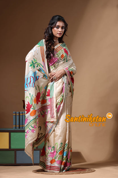 Pure Gachi Tussar Kantha Stitch Saree SN2630619