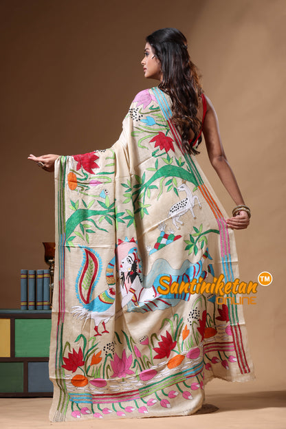 Pure Gachi Tussar Kantha Stitch Saree SN2630619