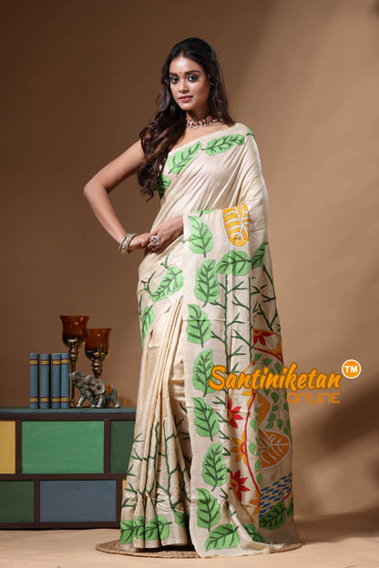 Pure Gachi Tussar Kantha Stitch Saree SN2630625