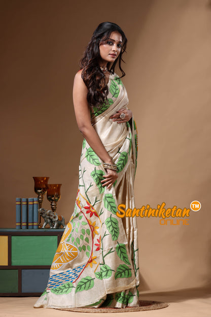 Pure Gachi Tussar Kantha Stitch Saree SN2630625