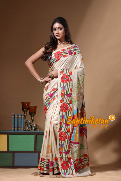 Pure Gachi Tussar Kantha Stitch Saree SN2630637