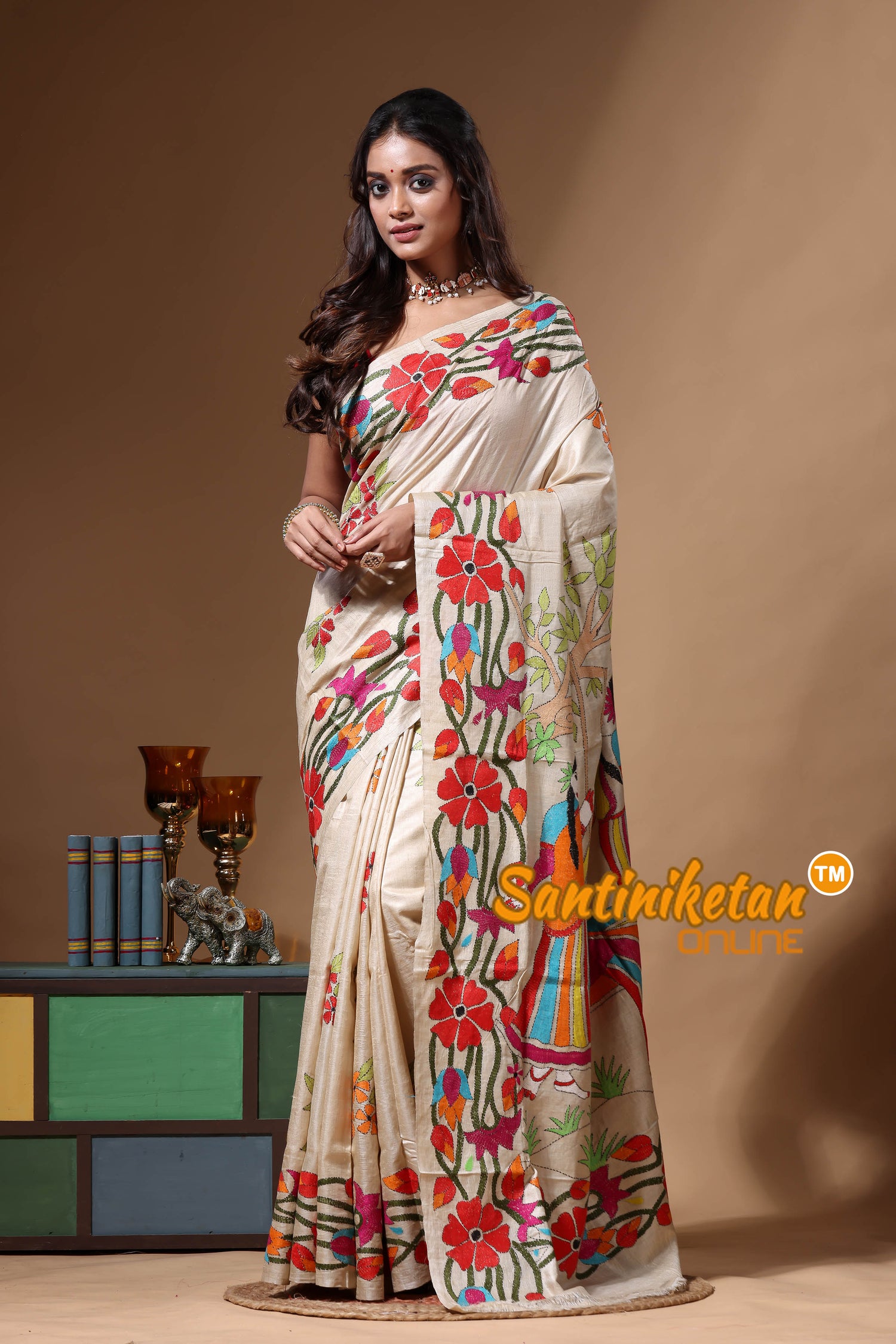 Pure Gachi Tussar Kantha Stitch Saree SN2630637