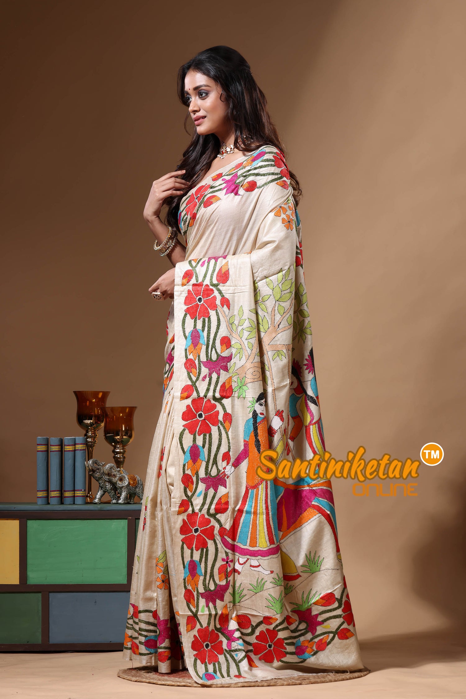 Pure Gachi Tussar Kantha Stitch Saree SN2630637