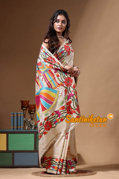 Pure Gachi Tussar Kantha Stitch Saree SN2630637