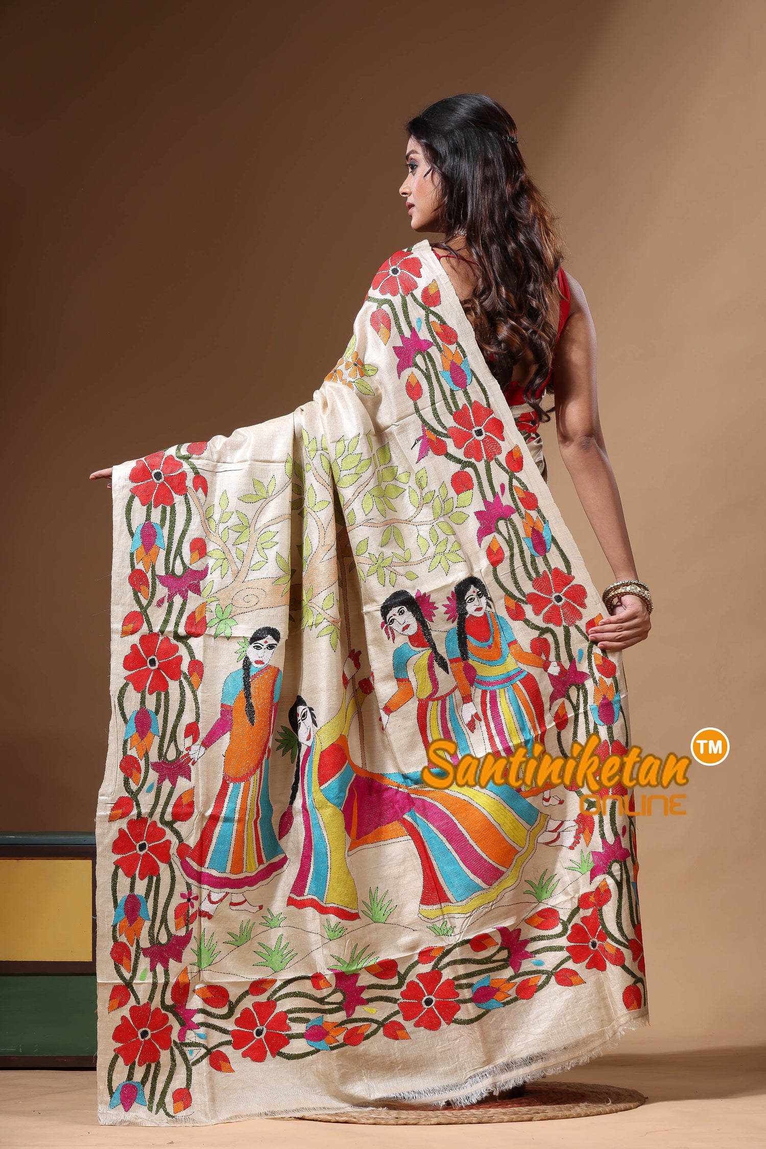 Pure Gachi Tussar Kantha Stitch Saree SN2630637