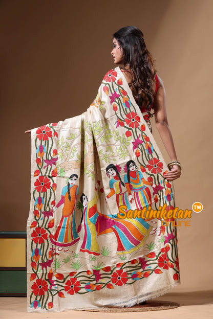 Pure Gachi Tussar Kantha Stitch Saree SN2630637