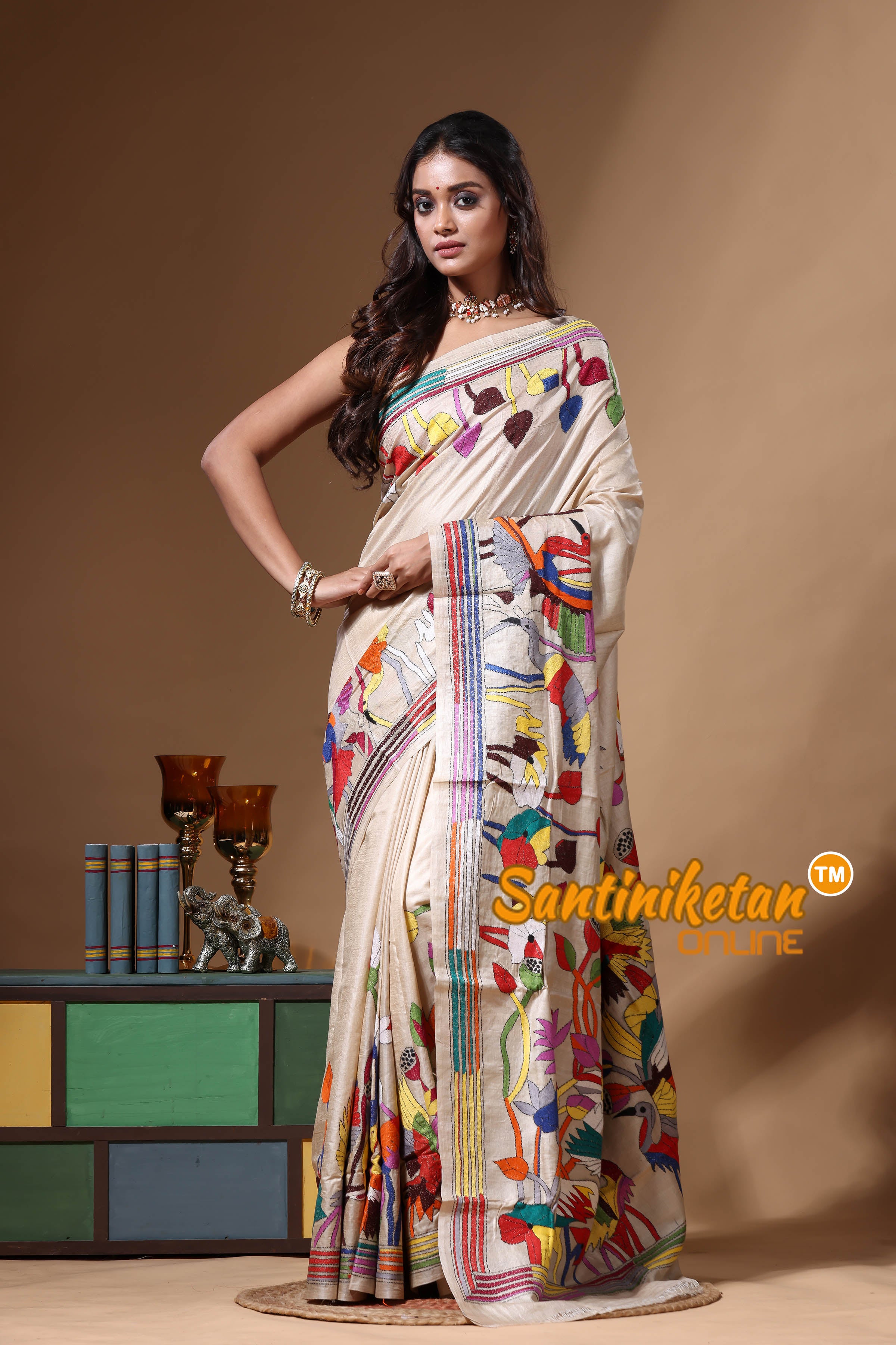 Pure Gachi Tussar Kantha Stitch Saree SN2630643