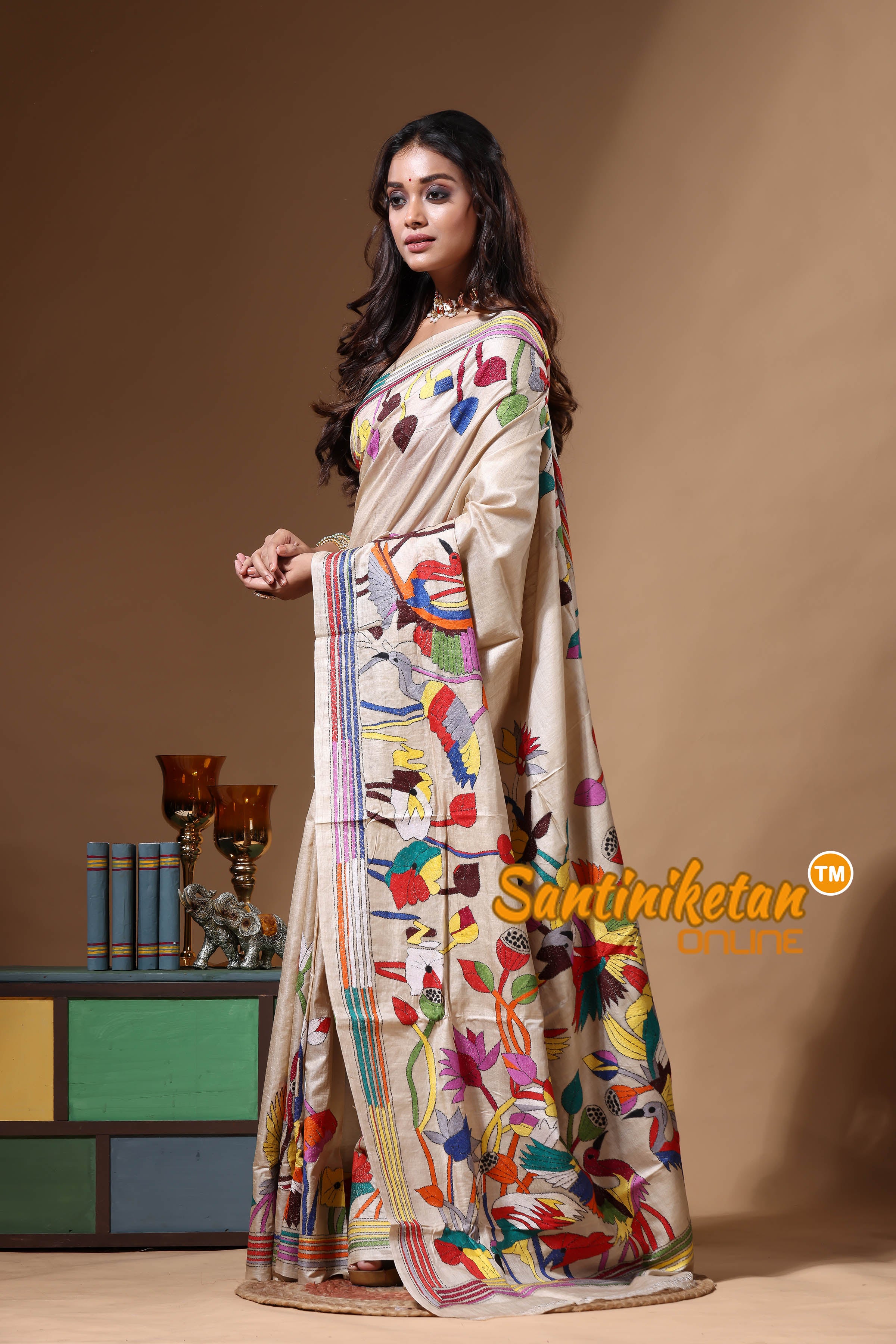 Pure Gachi Tussar Kantha Stitch Saree SN2630643